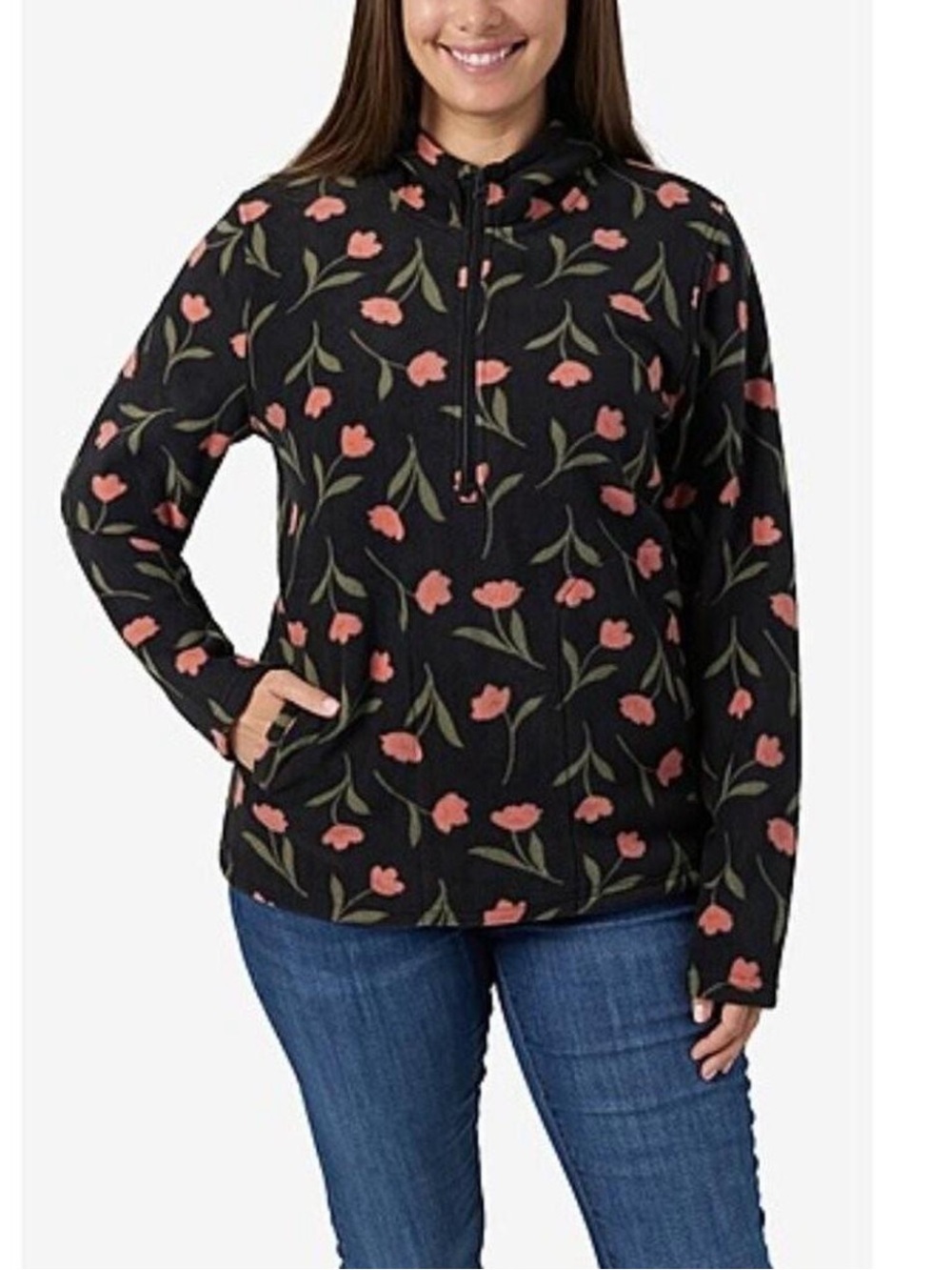 O'Neill Josie Black Poppy Quarter-Zip Hoodie